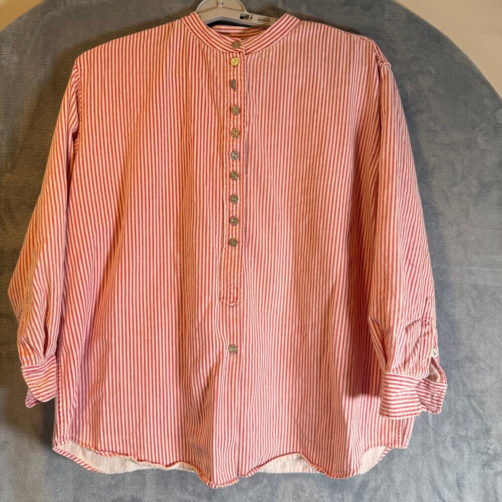 Vintage Venezia Jeans Pink Stripe Button Tunic Blouse 18/20